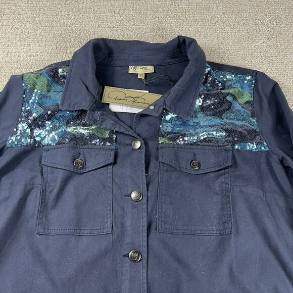 DG2 Diane Gilman Plus Sized Sequined Jacket Blue Women’s Size 2X - Picture 2 of 7